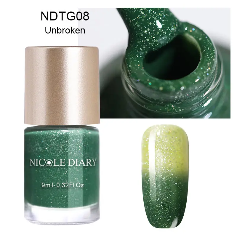 NDTG08 NICOLE DIARY 9 мл Лак для ногтей Хамелеон голографический термальный переливающийся лак Блестящий лак для маникюра Лак для ногтей - Цвет: NDTG08