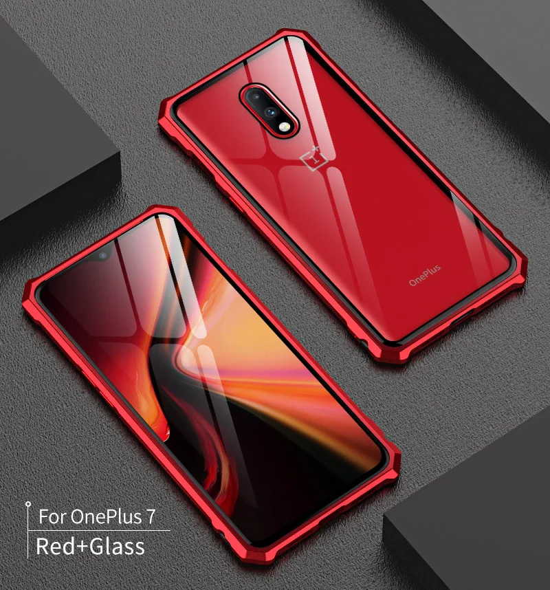 Oneplus 7 Pro Бампер Oneplus7 телефонные чехлы алюминиевая металлическая рамка бампер с прозрачным закаленным стеклом задняя крышка для One Plus 7 7Pro