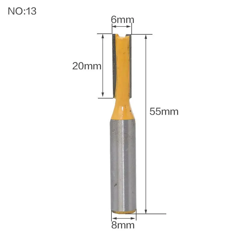 13 шт. 8 мм хвостовик древесины фрезы прямой концевой триммер очистки
