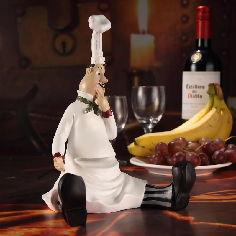 

Table Fruit Dish Resin Chef Sculpture Decoration Creative Home Western Restaurant Fruite Tray Display Resin statue Home Decor