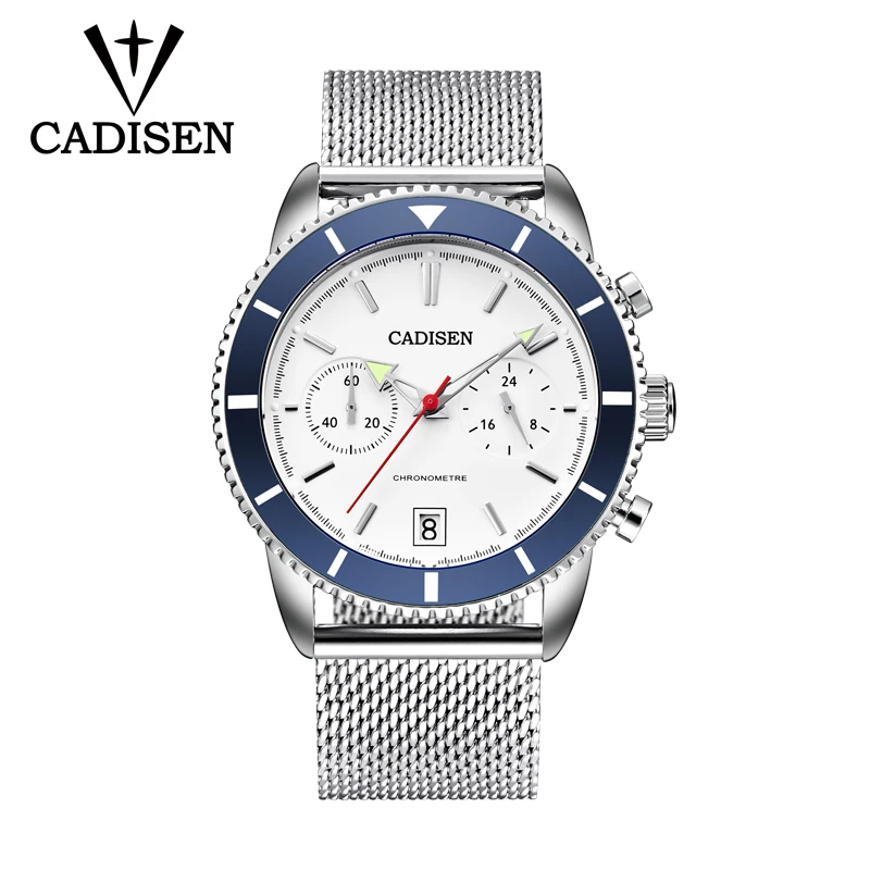 C9065MWWUSS17 CADISEN, мужские часы, лучший бренд, Роскошные, кварцевые, стальные часы, мужские, повседневные, с сетчатым ремешком, военные, водонепроницаемые, спортивные, наручные часы, Relogio Masculin - Цвет: C9065MWWUSS17