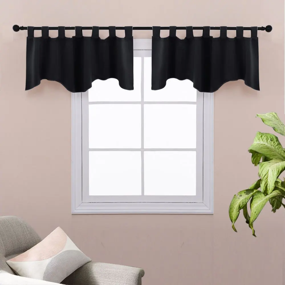 Black NICETOWN затемненные зубчатые подзоры занавес Tab Top короткие естественные обработки окна для ванной комнаты кухни окна гостиной - Цвет: Black