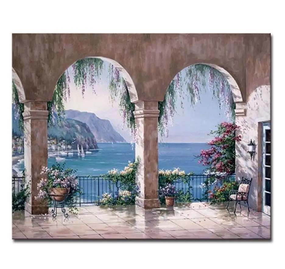 PH9235 Картина по номерам DIY Вода Город Масло Холст домашний декор цифровая раскраска абстрактные горы море Сад пейзаж картины на стену - Цвет: PH9235
