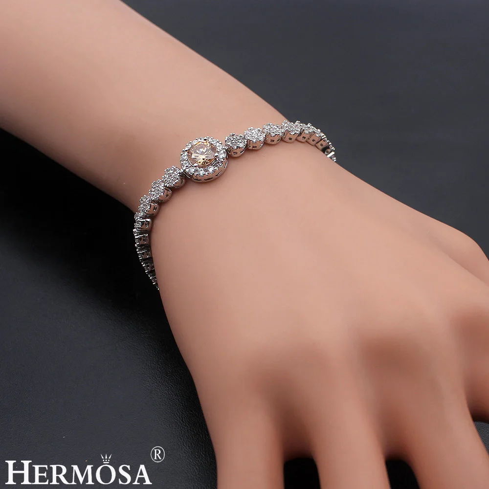 Hermosa ювелирные изделия бриллиантовые браслеты серебряного цвета Morganite 7 дюймов 17