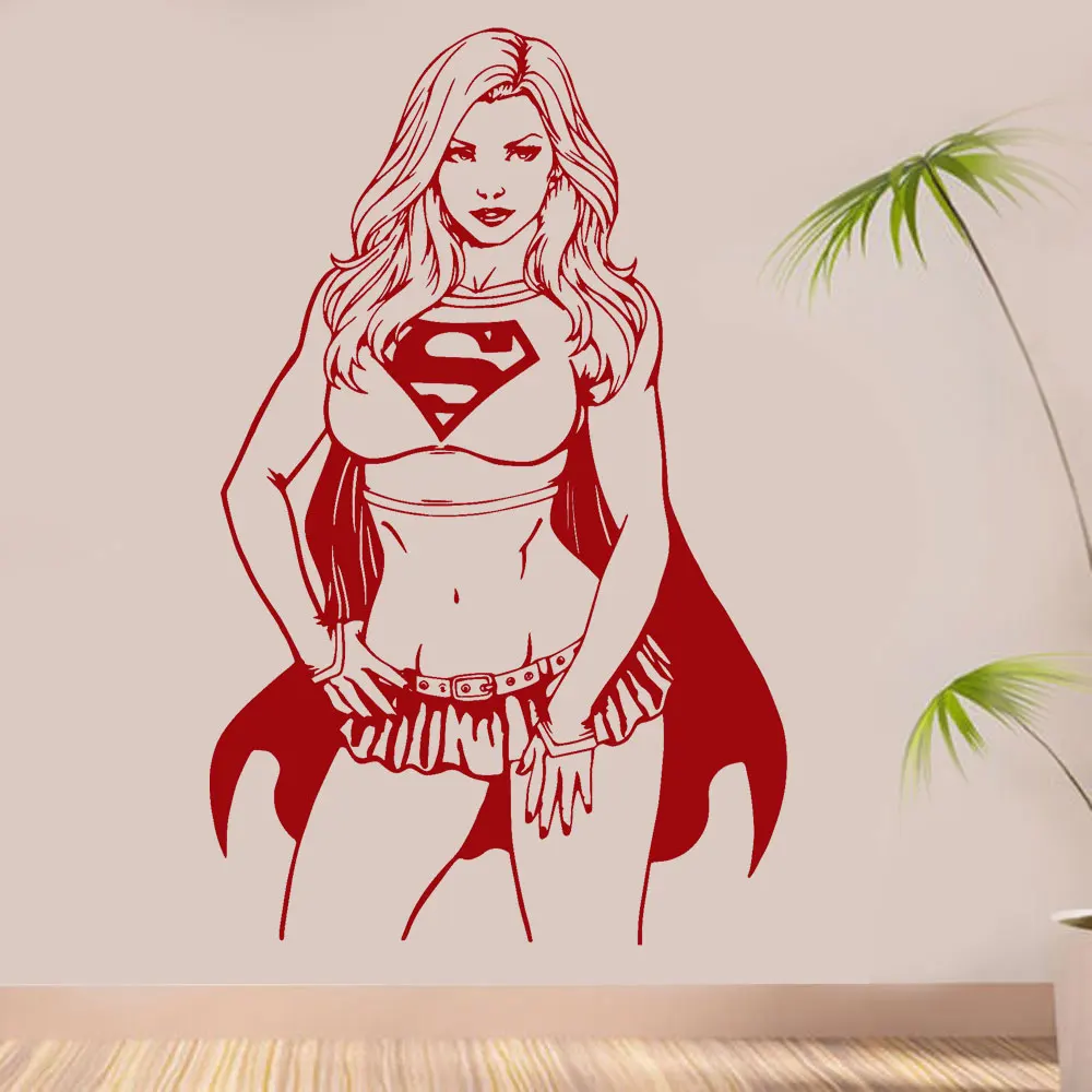 Американский ТВ супер герой Supergirl стикер на стену для гостиной Винил Искусство домашний Декор Съемный интерьер подростка обои B630