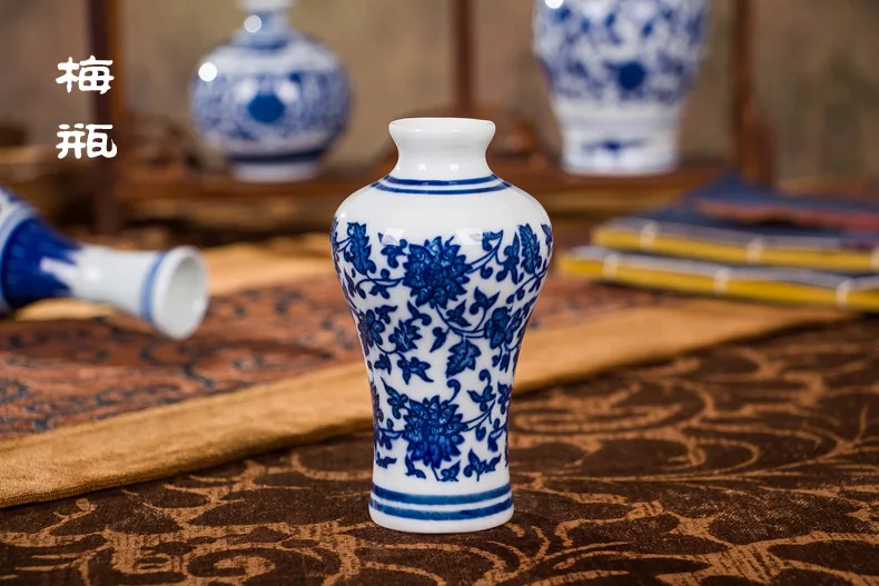 12X6cm Китайская ваза для цветов для дома Винтаж Синяя и Белая Фарфоровая Ваза керамика для декора; ваза с цветами под старину традиционный D5 - Цвет: 12X6cm