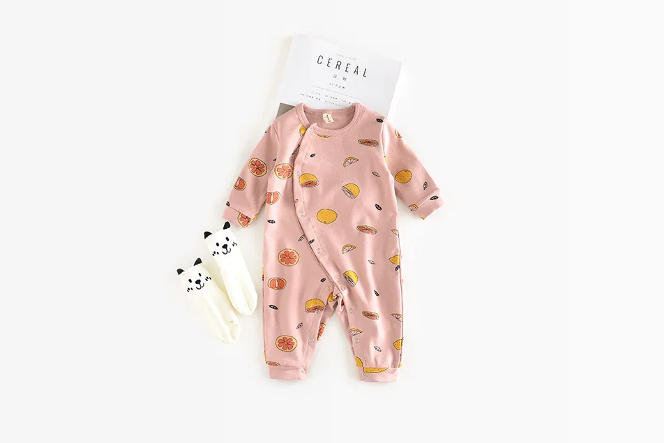 Fruit Hamburger Print Baby Rompers Cute Summer Spring Autumn Boys Girls Clothing Infant Ropa Children's Cartoon Jumpsuit | Детская