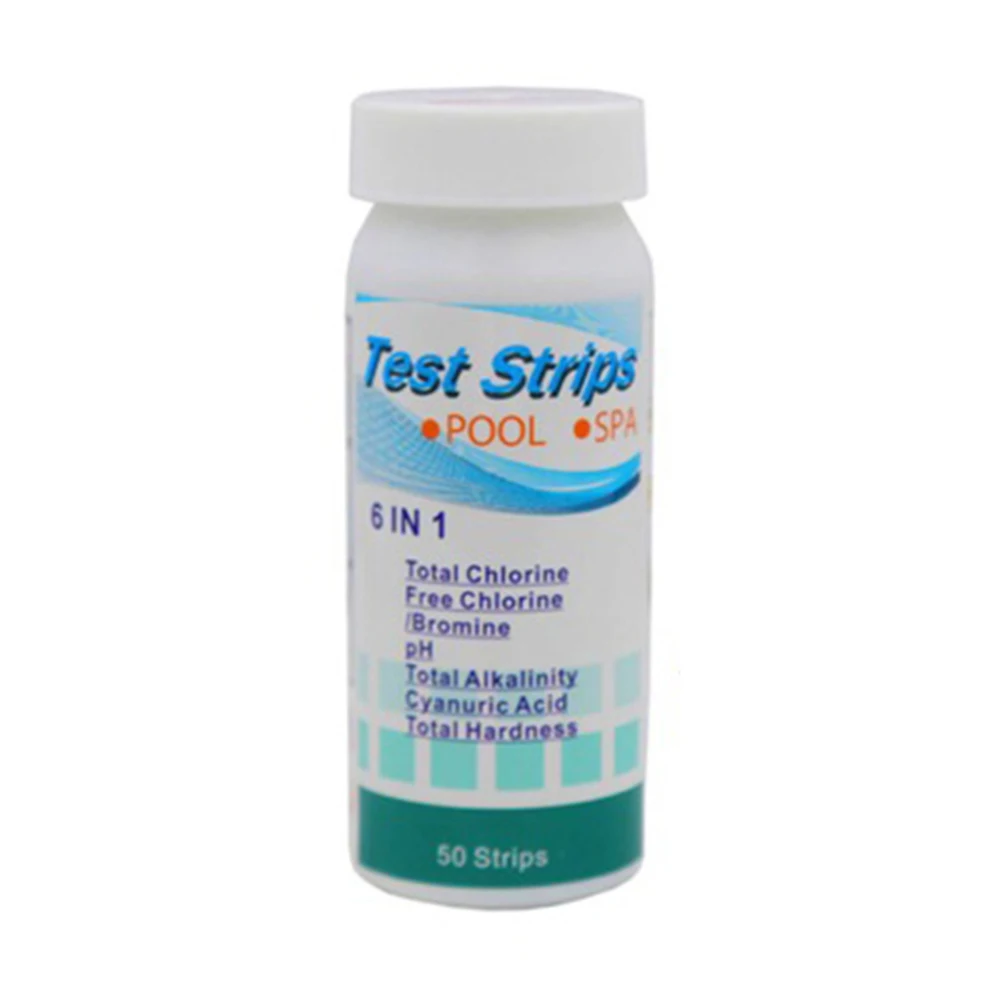 

50pcs 6-In-1 Swimming Pool PH Test Paper Residual Chlorine PH Value Alkalinity Hardness Test Strip PH Tester Pool Cleaner Tool