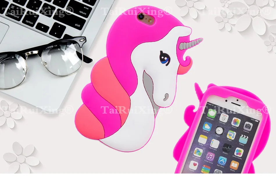 3D мультфильм розовый чехол с единорогом для iphone X 10 4 4S 5 5S 5C SE 6 6S 7 8 Plus 6 7 Plus 8 Plus милый кот Мягкий силиконовый чехол для телефона