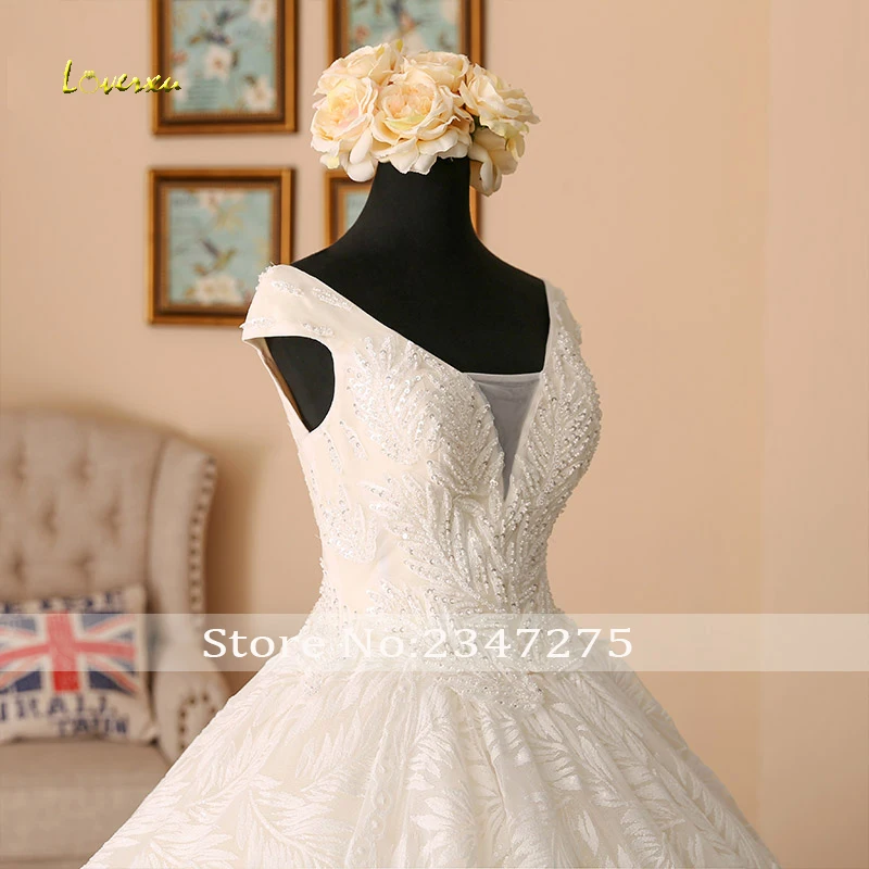 Loverxu Vestido De Noiva, кружевное бальное платье с v-образным вырезом, свадебные платья,, рукав-крылышко, вышивка бисером, винтажное свадебное платье размера плюс