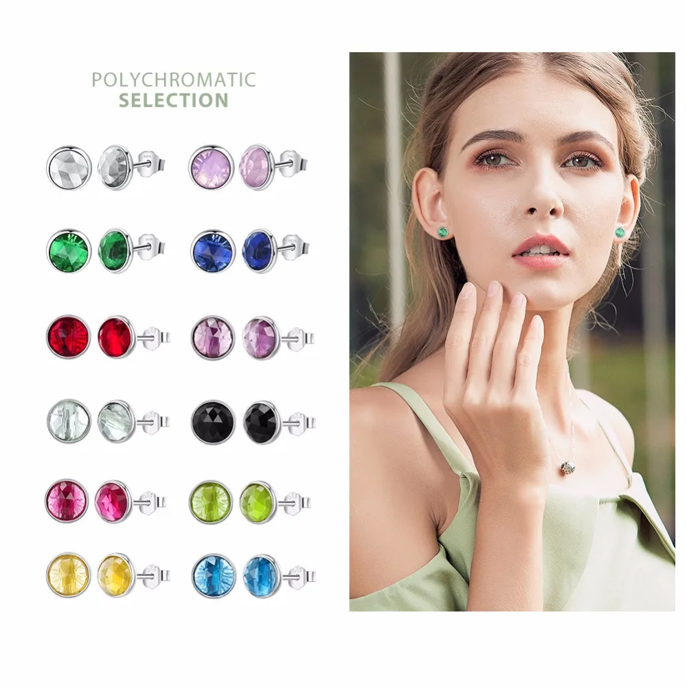 Женские серьги гвоздики из серебра 925 пробы с камнем в виде капель|crystal stud