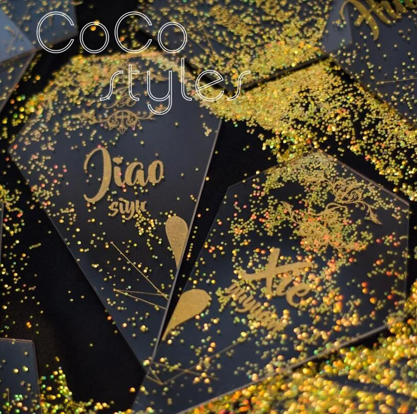 Cocostyles Персонализированные пустые dreamlike сердце форма звезда свадебные приглашения карты с мерцающим порошком для звезды свадьбы