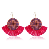 2018 handmade drop earrings for women vintage sector tassel dangle earrings blackyellowblueredgreen statement party jewelry