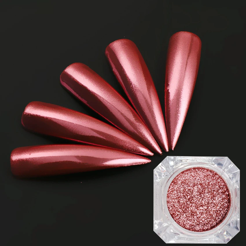 Зеркало из розового золота ногтей гель с блестками Польский Chrome пигмент пыли