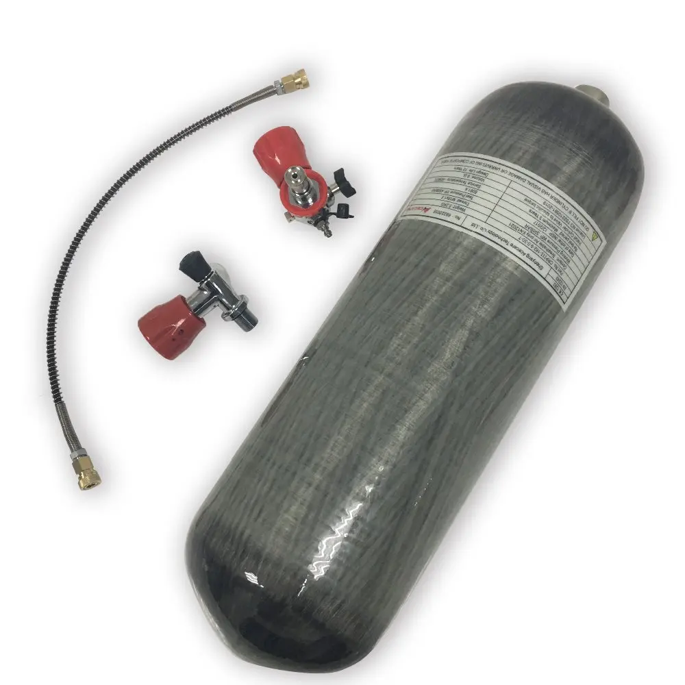 

AC109101 Pcp страйкбольный цилиндр, 300Bar Пейнтбольный бак 9L Pcp воздушный бак с клапаном для дайвинга сжатого M18 * 1,5 пневматического оружия для охот...