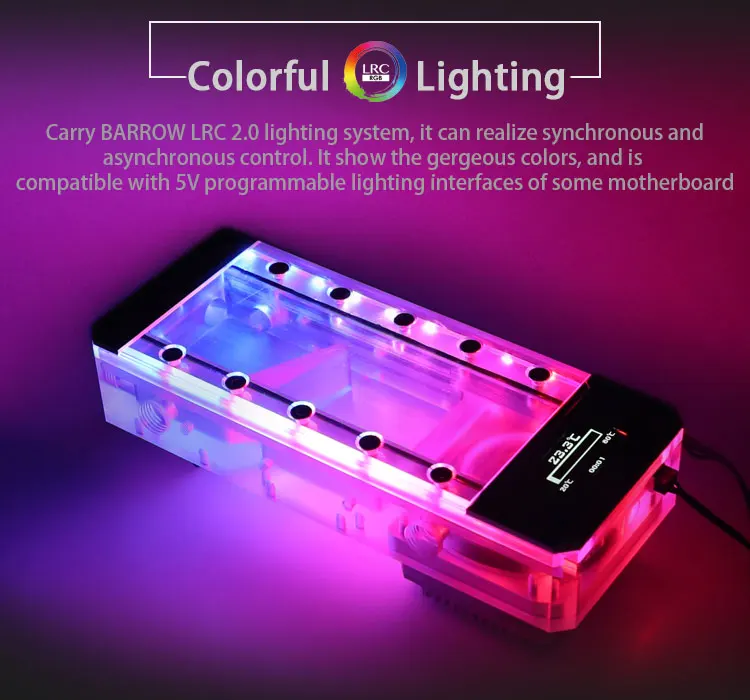 Barrowch DDC насос коробка PWM управляющий + резервуар в 1 5V D RGB OLED дисплей для ПК водяного