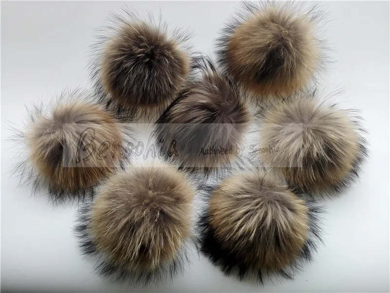 Fashion 15cm 8pcs/lot Wholesale Pom pom Real Fur Balls Pompoms For knitted Hats Caps Bags and Accessories Gift