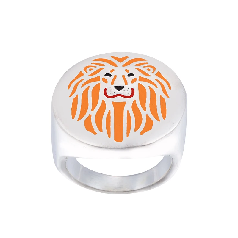 Оптовая продажа кольцо льва с цветным выбором эмаль подарок для диких животных