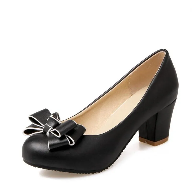 

Spring Autumn New pattern Europe America fashion Round head High-heeled Women Shoes Sweet Bow Shallow mouth Party Women Shoes