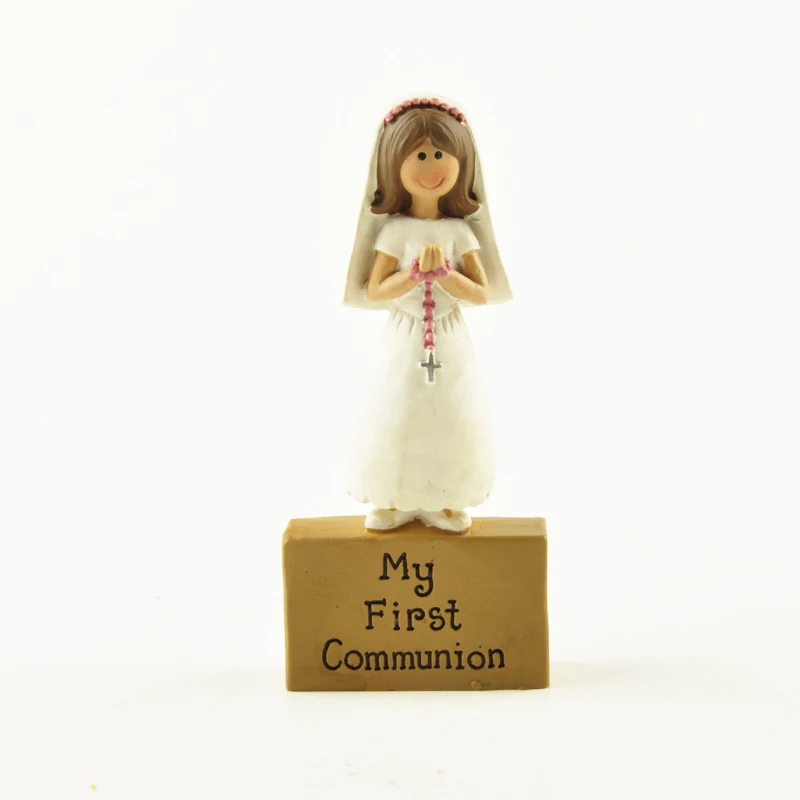 

Girls First Communion Holy Souvenir gift Christmas Decoration Accessories Ark of Covenant Lady Resin Figurines with white dress