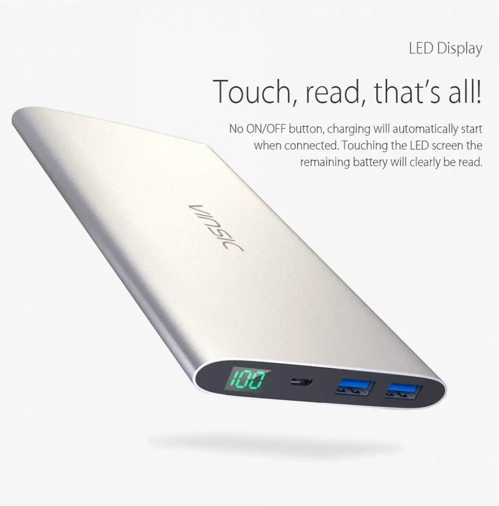 Vinsic Alien P11 ультра тонкий 12000 мАч банк питания 5 В 2.4A двойной USB внешний аккумулятор зарядное устройство для i Phone X 8 8 Plus