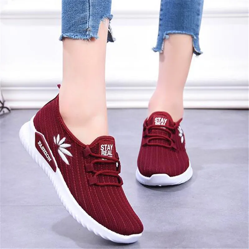 Spring and autumn summer new flying woven breathable casual wear soft bottom non-slip women's shoes | Обувь