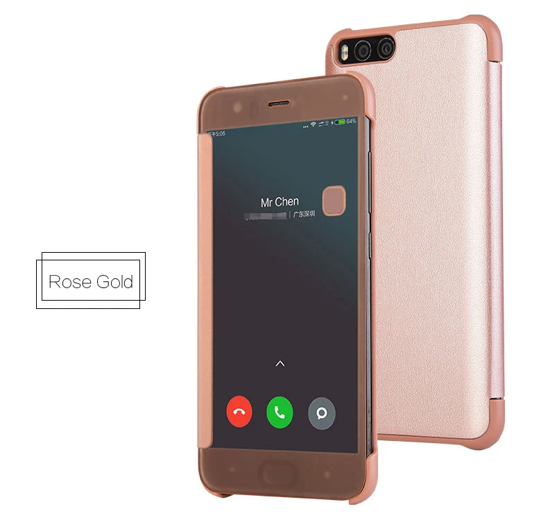 CAPSSICUM mi 6 кожаный чехол для Xiaomi mi 6 полупрозрачный флип-чехол с окошком для просмотра с функцией автоматического сна и пробуждения Жесткий противоударный