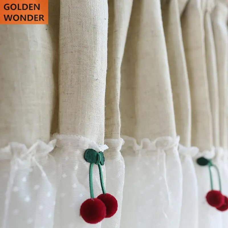 American Pastoral Cotton Half Curtain Short Curtains Cherry Door For The Kitchen Chinese Lace Fabric | Дом и сад