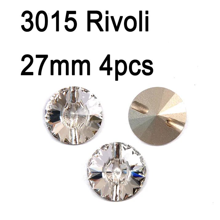Rivoli 27mm 4pcs Кристально чистые различные кнопки Стразы botones пришить кнопку DIY Стразы оснастки ремесло для ювелирных изделий одежды диван костюм - Цвет: Rivoli 27mm 4pcs