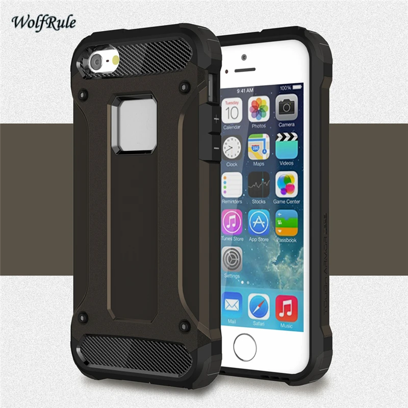 Wolfrule чехол для Apple IPhone 5S случае двойной Слои Броня ТПУ &amp PC бизнес Стиль Fundas