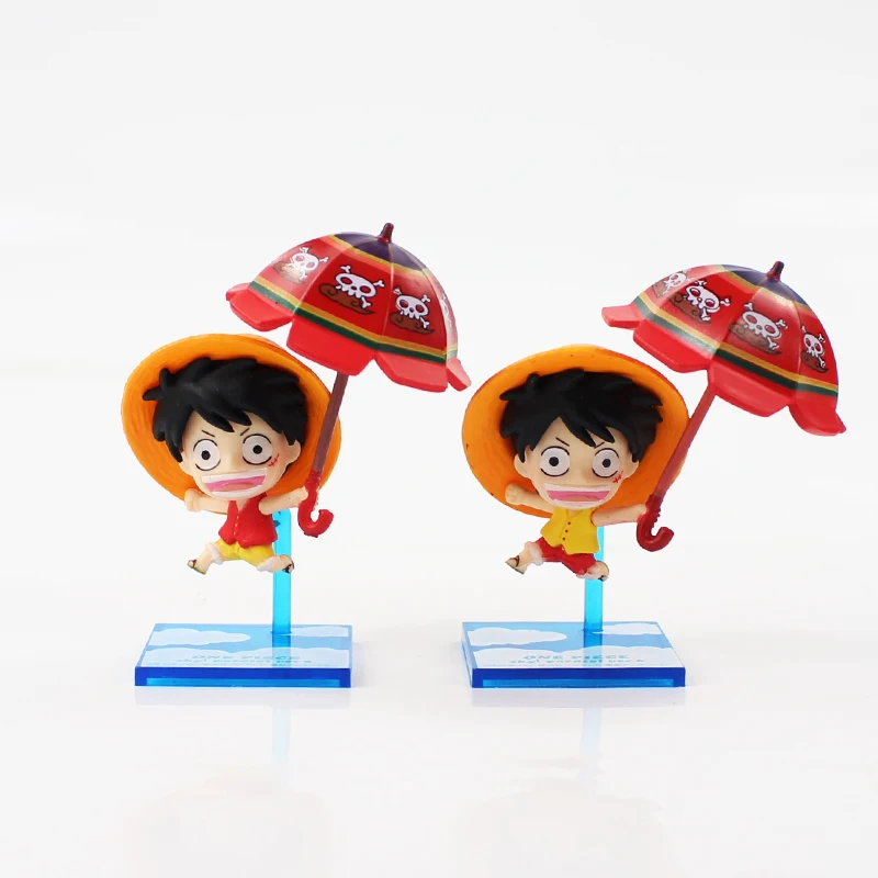 5 7 см 10 шт./лот Luffy Sanji Zoro Nami Robin Usopp Brook Franky с зонтиком Мультяшные мини Экшн фигурки