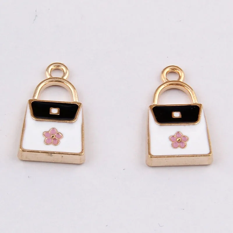 

100pcs enamel Charm handbag pendant 20*11mm 1.6g Handmade earrings bracelet necklace Jewelry Making DIY Supplies Alloy trinket