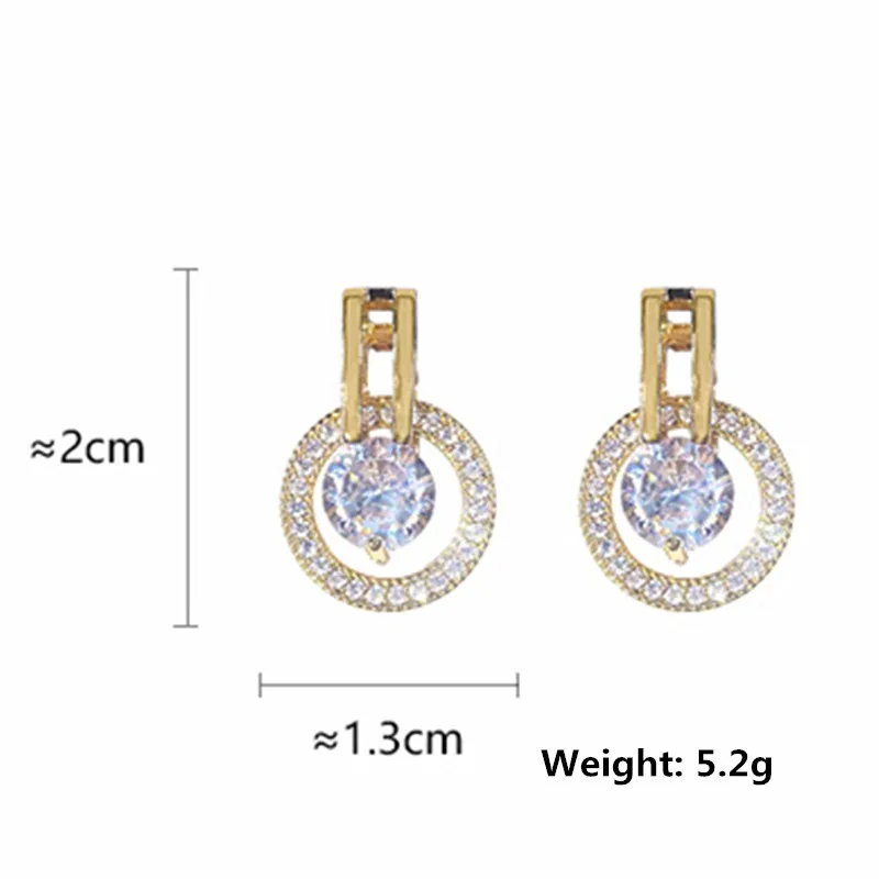FYUAN, геометрические круглые серьги-гвоздики для женщин, девушек, Bijoux, изысканный маленький золотого цвета, круглые Кристальные серьги, массивные ювелирные изделия