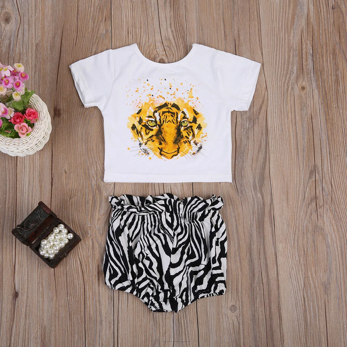 2017 хлопковая Футболка с принтом Тигра для новорожденных мальчиков и девочек топы