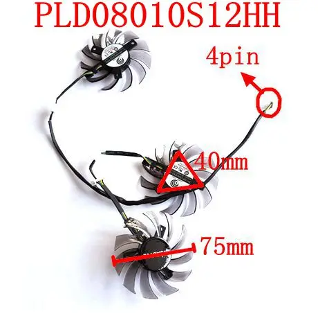 Графический вентилятор POWER LOGIC PLD08010S12HH, 3 шт./лот, 4pin, для GIGABYTE GTX 780/780TI GTX 760/770 R9 290, бесплатная доставка