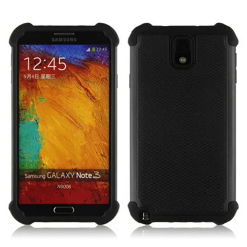 Черный Противоударный пластиковый защитный чехол для samsung Galaxy Note III 3 N9000 N9002 N9005 Hybrid - Цвет: Черный