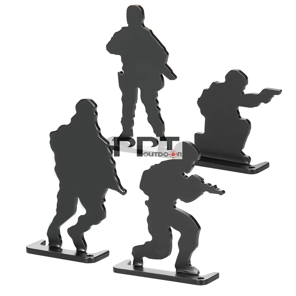 Black Металлический Airsoft стрельба цель 4 осанки армии Стиль(4 шт./упак.) Пейнтбольные аксессуары для занятий/страйкбол съемки PP36-0020 - Цвет: Black