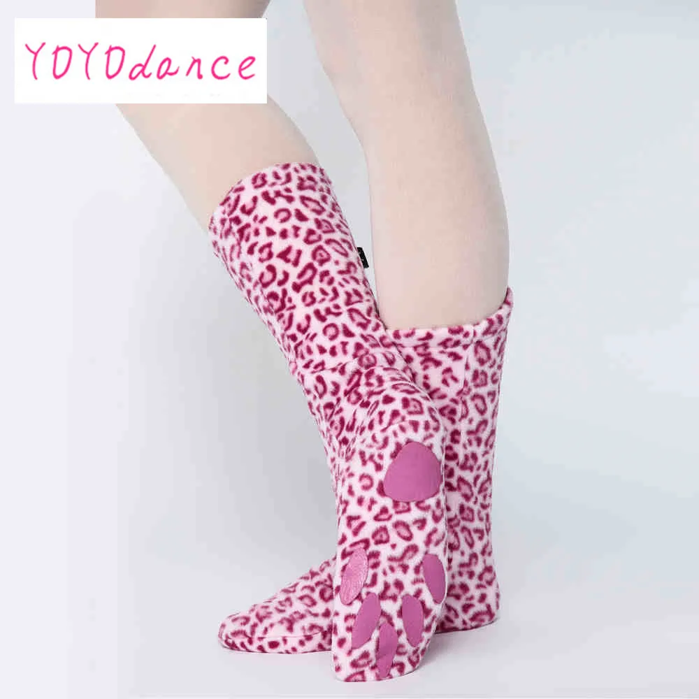 Розовый Леопард черный legwarmer практика танцевальная обувь Танец носок крытый 6066 |