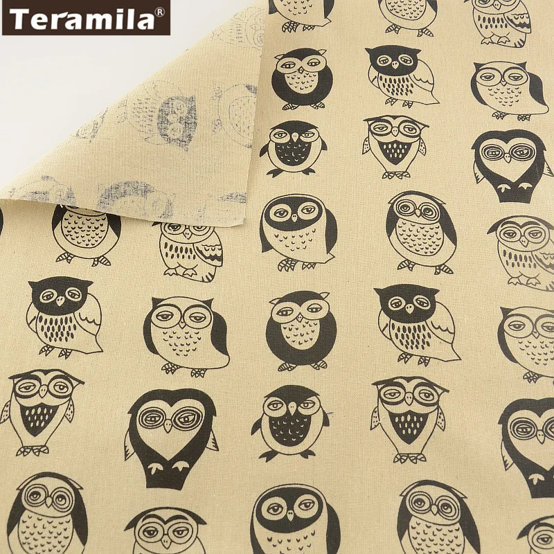 

Home Textile Cartoon Black Owls Cotton Linen Fabric Sewing Material Tissu TERAMILA Tablecloth Pillow Bag Curtain Cushion Pillow