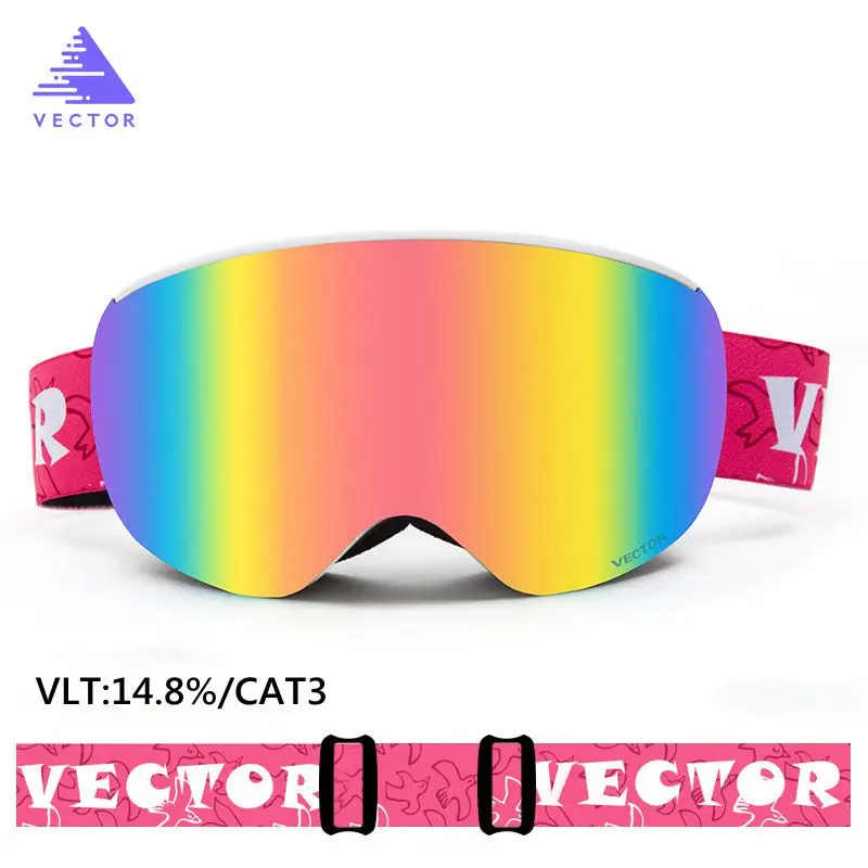Red Детские магнитные лыжные очки UV400, анти-туман, большие Лыжные маски, очки для катания на лыжах для девочек и мальчиков, сноуборд, лыжные очки, снежные очки - Цвет: Red