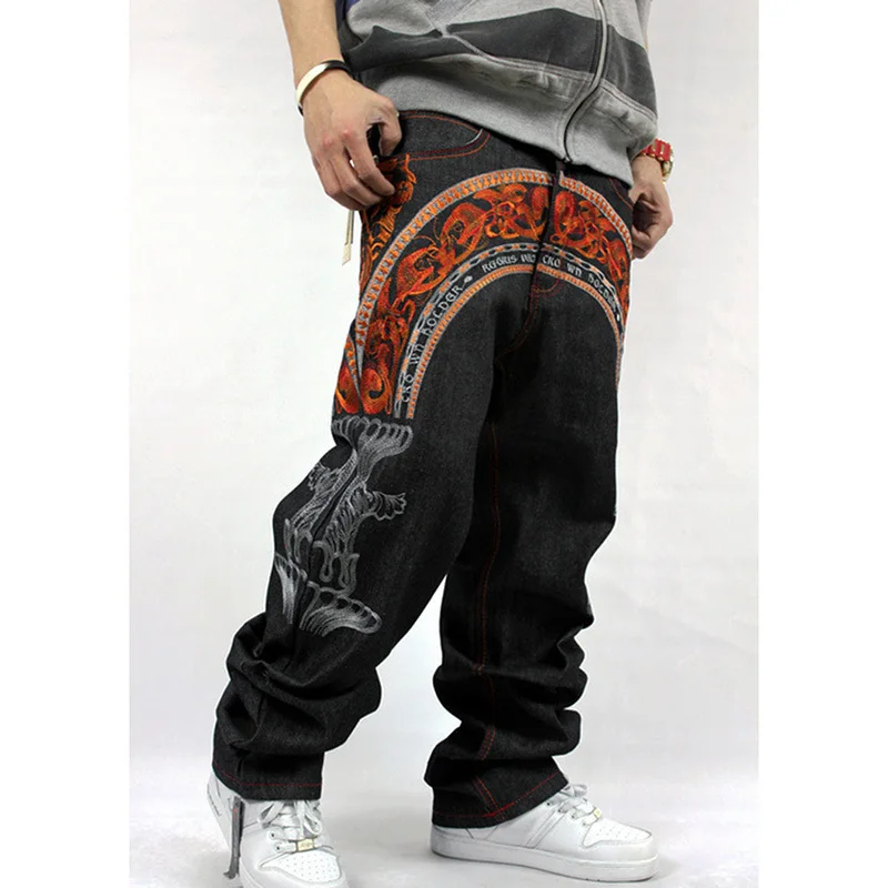 Новый дизайн мужской Уличный Скейтборд свободные джинсы с дырками на коленях