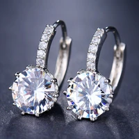 shining micro pave women earrings 10 colors brilliant party aaa element clip earrings for women jewelry ladies gift