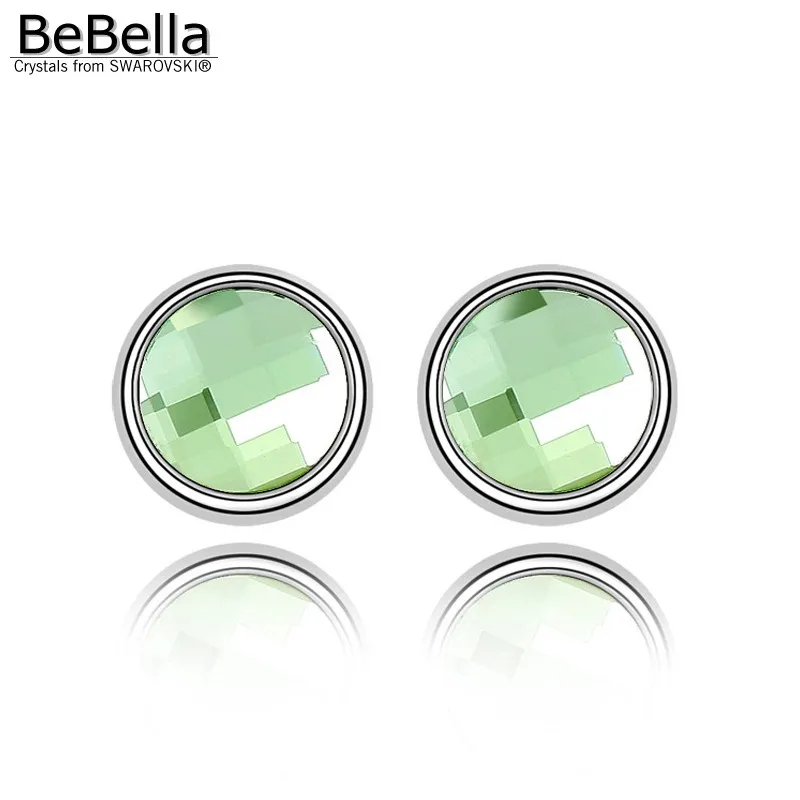 Женские серьги гвоздики BeBella круглые с кристаллами Swarovski 0 8 см рождественские
