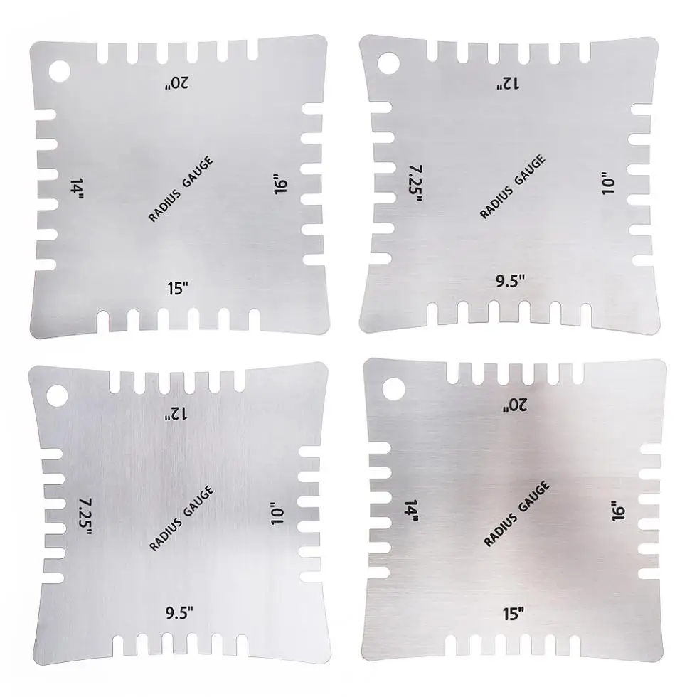 

SLADE 4pcs Stainless Steel Guitar Notched Radius Gauge Fingerboard Fretboard Measuring Tool Set for Guitar Instruments