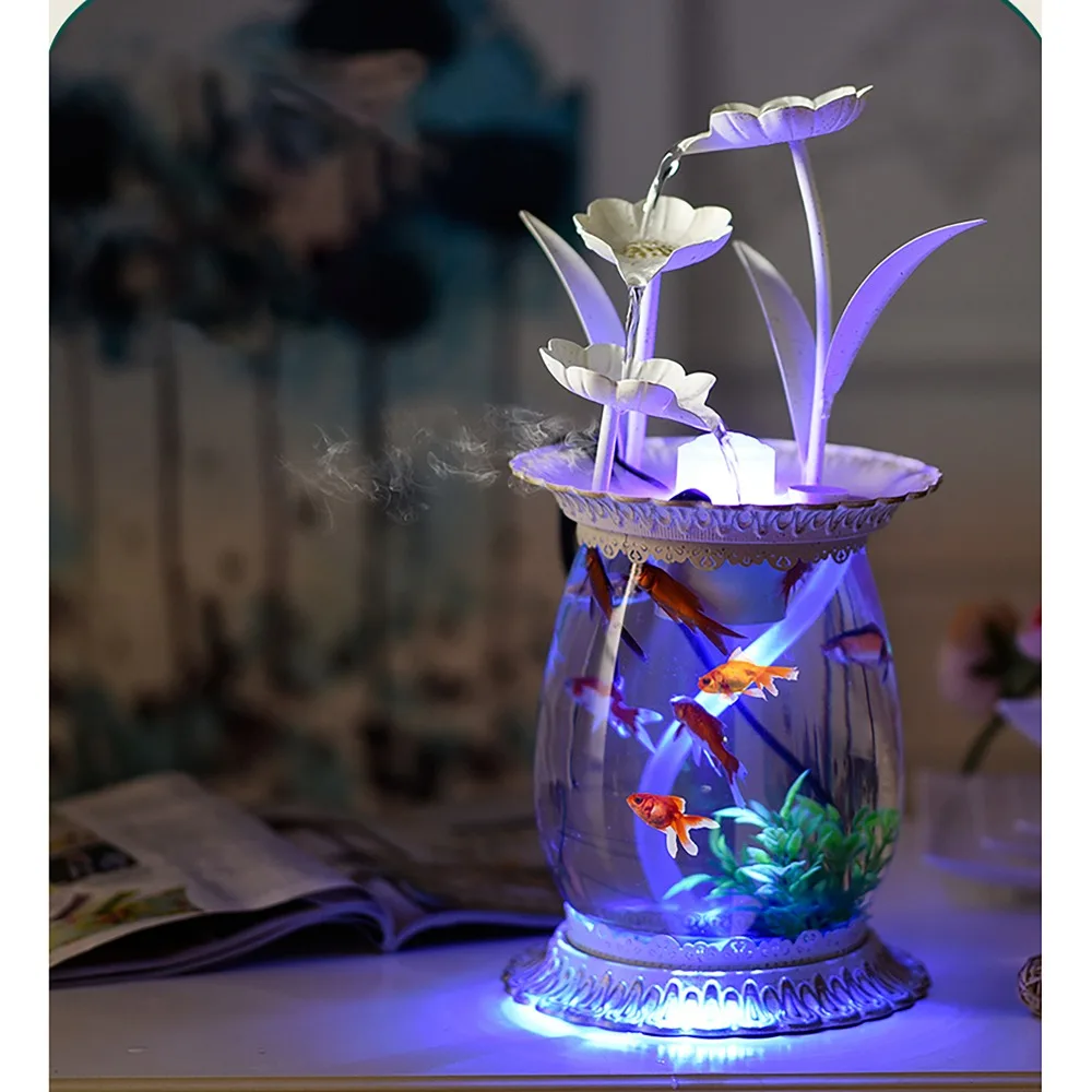 

Office Desktop Decorations Small Living Room Aquarium Fountain Water Features Water Wind Wheel TV Cabinet Decoration