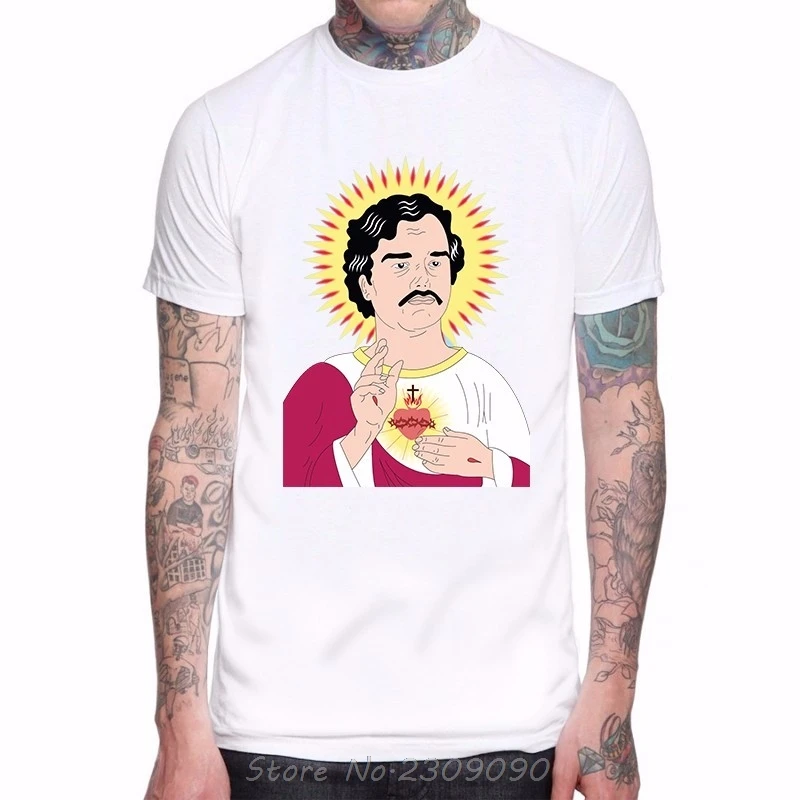Нарко Для мужчин короткий рукав Футболка Camisetas Pablo Escobar гангстера Camisa Уличная