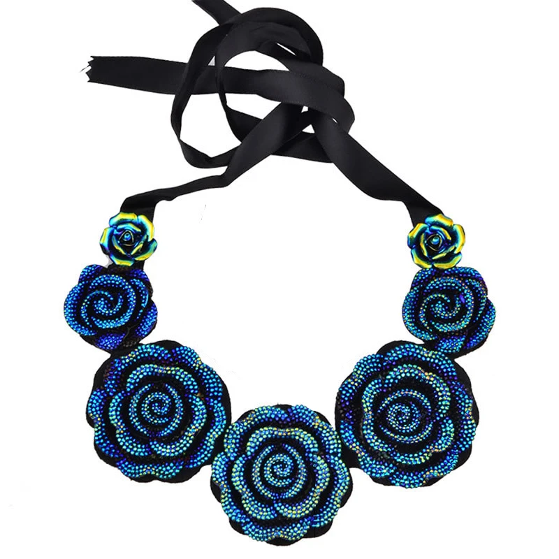 ZHINI Maxi Flower Choker Necklaces New Fashion Boho Jewelry Display Big Statement Pendants Necklace for Women Accessories C56506 | Украшения