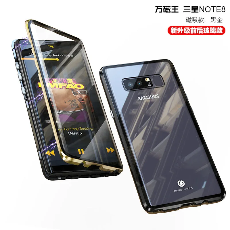 black gold 360 полный защитный чехол для samsung Galaxy S9 Plus Note 9 8 S8 Plus Note8 магнитные Чехлы для samsung S9 чехол s S9Plus - Цвет: black gold