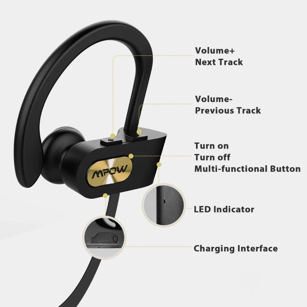 Mpow пламя ipx7 водонепроницаемые беспроводные наушники HiFi стерео спортивные наушники 8-10 h время игры для iPhone Xiaomi huawei samsung