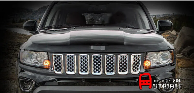 7 шт. хромированная решетка для Jeep Compass 2011 2012 2013 2014 2015 ABS|grill cover|compass covergrille grill |